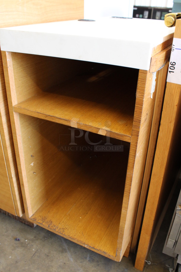 Wood Pattern Counter w/ 2 Under Shelves. 16x29.5x34 - Image 2 of 4