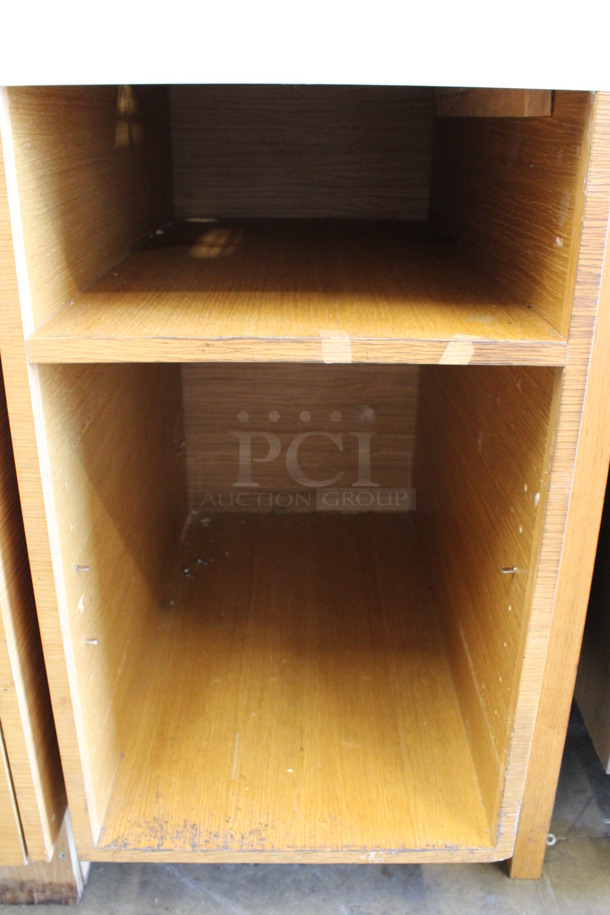 Wood Pattern Counter w/ 2 Under Shelves. 16x29.5x34 - Image 3 of 4