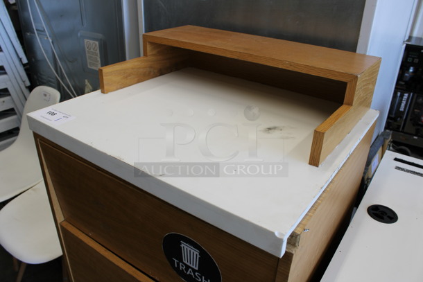 Wood Pattern Trash Can Shell w/ Trash Deposit Flap and Door. 25x22x47.5 - Image 3 of 6