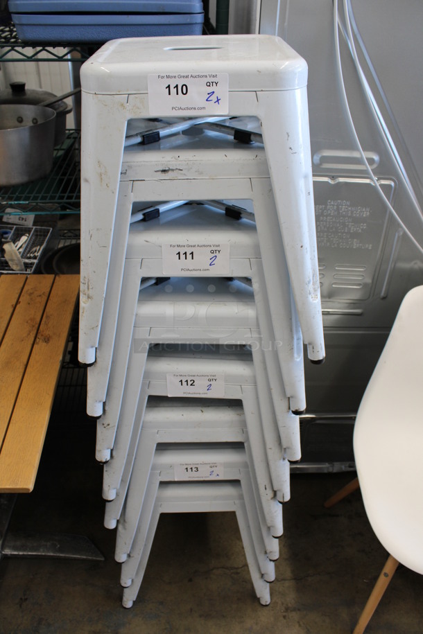 2 White Metal Tolix Stools. Stock Picture - Cosmetic Condition May Vary. 16x16x19. 2 Times Your Bid! - Image 4 of 4