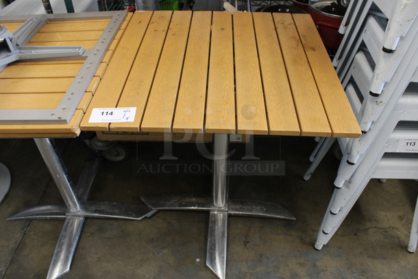 Wood Pattern Dining Table on Metal Table Base. Stock Picture - Cosmetic Condition May Vary. 24x24.5x30 - Image 2 of 5