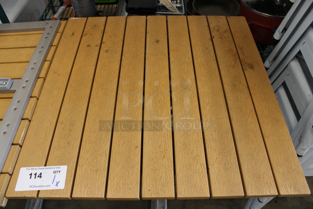 Wood Pattern Dining Table on Metal Table Base. Stock Picture - Cosmetic Condition May Vary. 24x24.5x30 - Image 3 of 5