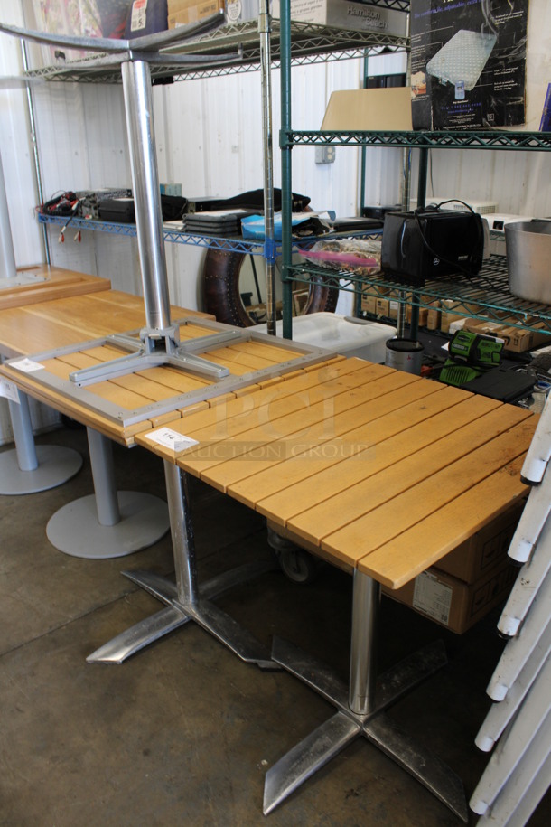 Wood Pattern Dining Table on Metal Table Base. Stock Picture - Cosmetic Condition May Vary. 24x24.5x30 - Image 5 of 5