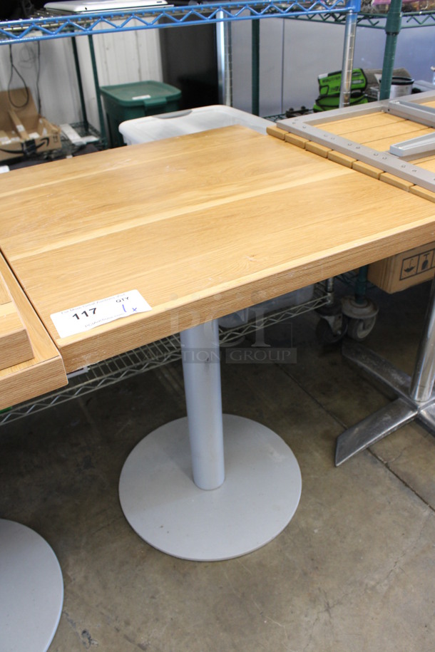 Wood Pattern Dining Table on Metal Table Base. Stock Picture - Cosmetic Condition May Vary. 24x24x30 - Image 3 of 5