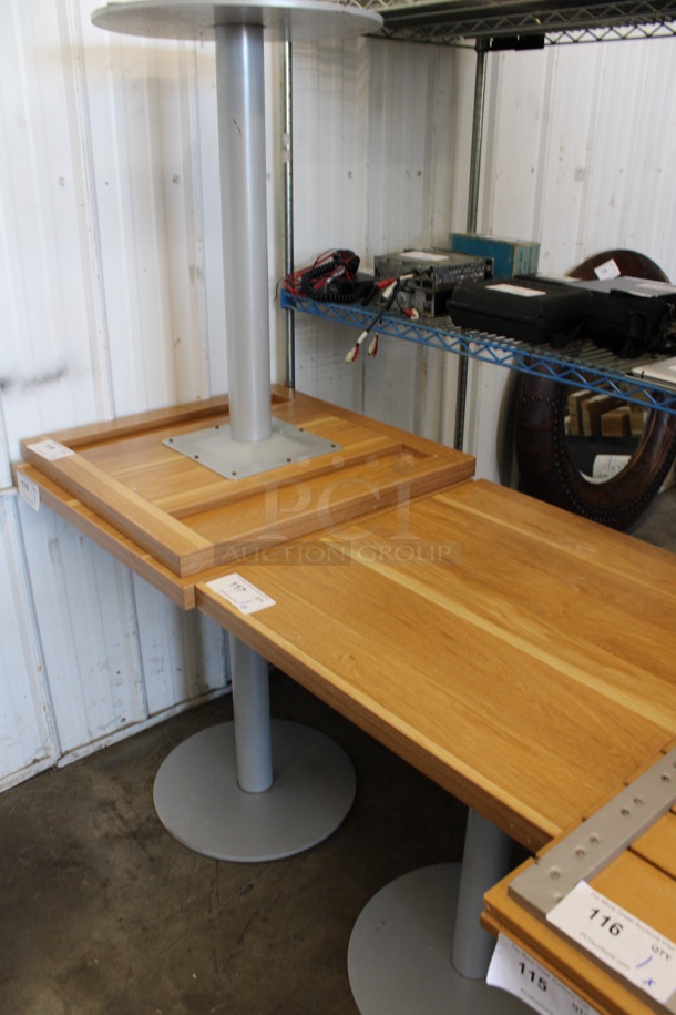 Wood Pattern Dining Table on Metal Table Base. Stock Picture - Cosmetic Condition May Vary. 24x24x30 - Image 5 of 5