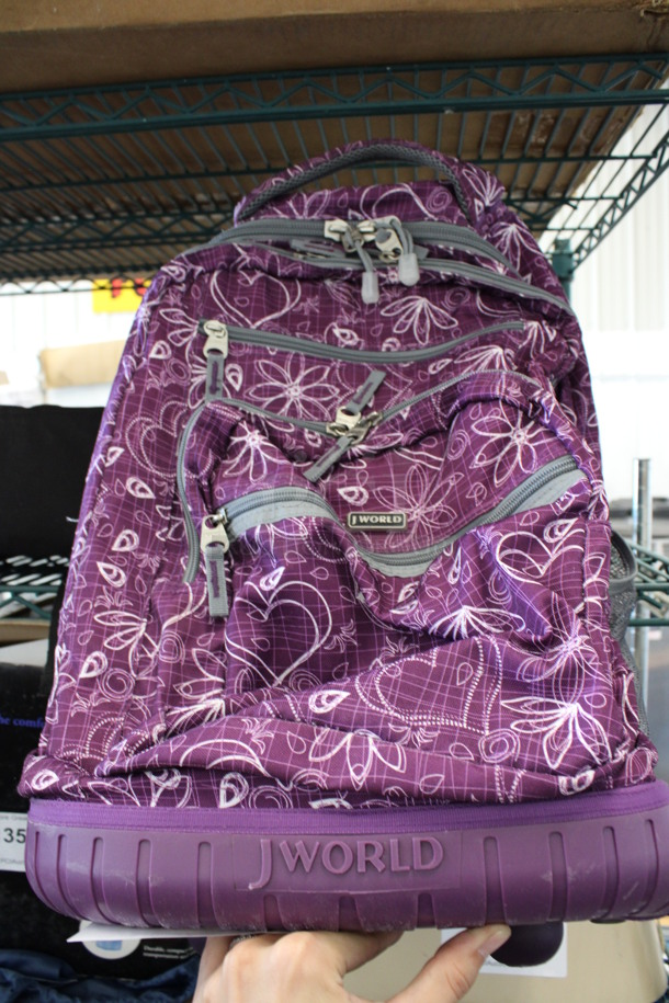 ALL ONE MONEY! Lot of 6 Various Items Including Purple Roller Bag, Black/Orange Backpack and 4 Various Purses!  - Image 6 of 7