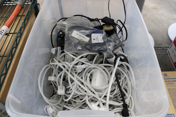 ALL ONE MONEY! Lot of Various Cords in Clear Poly Bin!