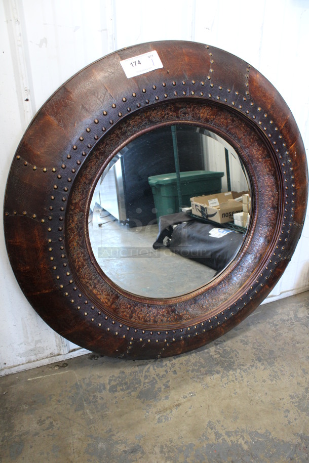 Brown Framed Round Mirror. 40x3x40 - Image 2 of 5
