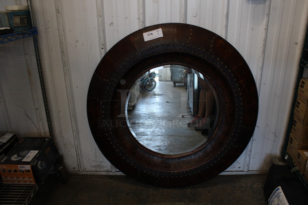 Brown Framed Round Mirror. 40x3x40 - Image 3 of 5