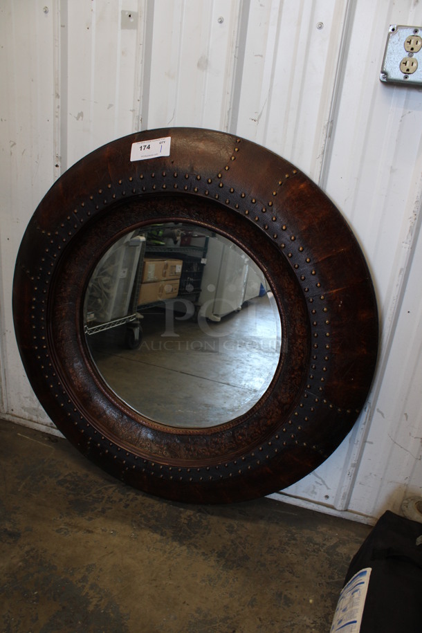 Brown Framed Round Mirror. 40x3x40 - Image 4 of 5