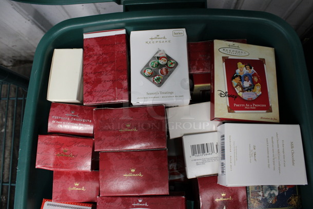 ALL ONE MONEY! Lot of Various IN ORIGINAL BOX Hallmark Ornaments in Green Poly Bin! - Image 4 of 6