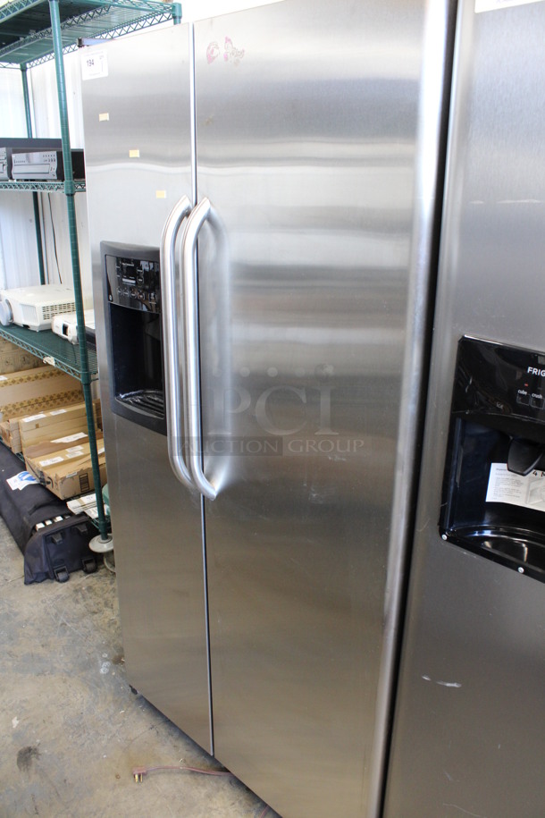 General Electric Model GSH25JSTA SS Chrome Finish Cooler Freezer Combo Unit. 110-127 Volts, 1 Phase. 36x32x69.5. Tested and Working! - Image 2 of 8