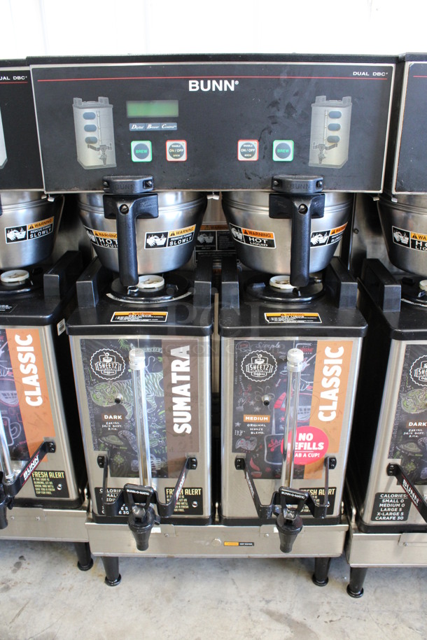 2012 Bunn Model DUAL SH DBC Stainless Steel Commercial Countertop Dual Coffee Machine w/ 2 Stainless Steel Brew Baskets and 2 Bunn Model SH SERVER Satellite Servers. 120/208-240 Volts, 1 Phase. 18x24x36. Tested and Working! - Image 2 of 6
