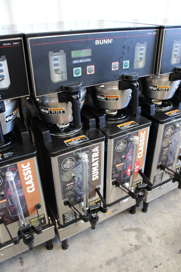 2012 Bunn Model DUAL SH DBC Stainless Steel Commercial Countertop Dual Coffee Machine w/ 2 Stainless Steel Brew Baskets and 2 Bunn Model SH SERVER Satellite Servers. 120/208-240 Volts, 1 Phase. 18x24x36. Tested and Working! - Image 3 of 6