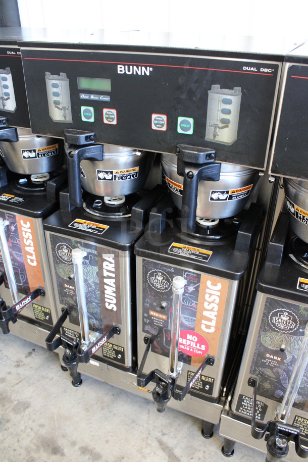 2012 Bunn Model DUAL SH DBC Stainless Steel Commercial Countertop Dual Coffee Machine w/ 2 Stainless Steel Brew Baskets and 2 Bunn Model SH SERVER Satellite Servers. 120/208-240 Volts, 1 Phase. 18x24x36. Tested and Working! - Image 4 of 6