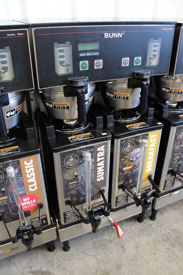 2012 Bunn Model DUAL SH DBC Stainless Steel Commercial Countertop Dual Coffee Machine w/ Hot Water Dispenser, 2 Stainless Steel Brew Baskets and 2 Bunn Model SH SERVER Satellite Servers. 120/208-240 Volts, 1 Phase. 18x24x36. Tested and Working! - Image 3 of 7