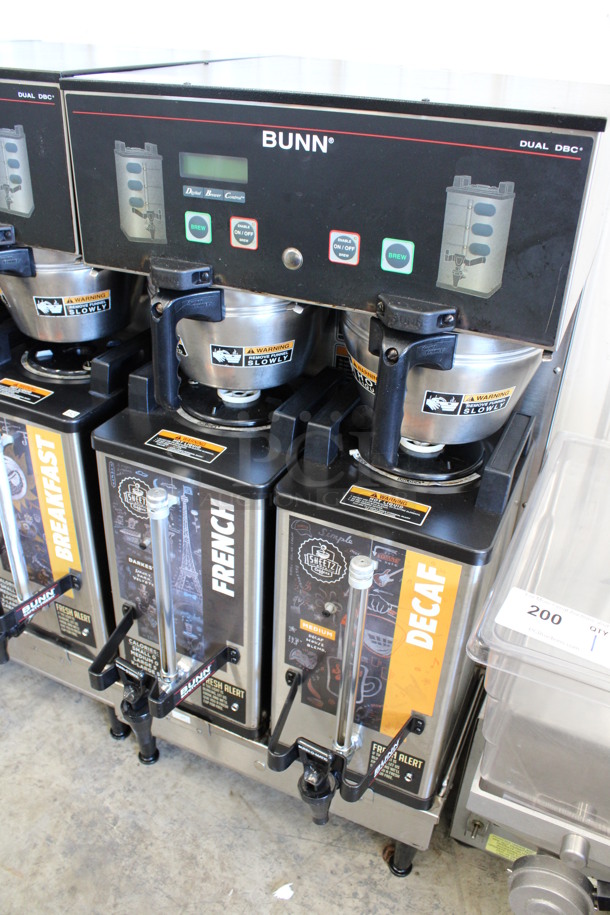 2011 Bunn Model DUAL SH DBC Stainless Steel Commercial Countertop Dual Coffee Machine w/ 2 Stainless Steel Brew Baskets and 2 Bunn Model SH SERVER Satellite Servers. 120/208-240 Volts, 1 Phase. 18x24x36. Tested and Working! - Image 3 of 6