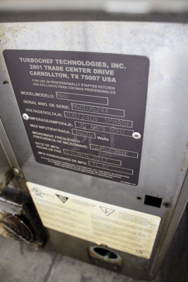 2017 Turbochef Model NGO Stainless Steel Commercial Countertop Electric Powered Rapid Cook Oven. 208/240 Volts, 1 Phase. 16x28x25 - Image 7 of 7