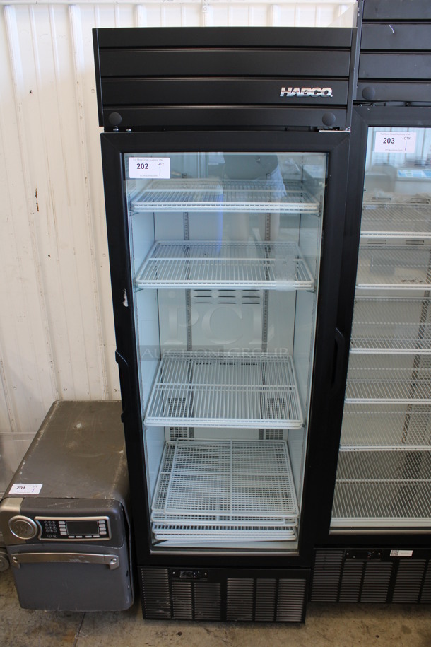 2019 Habco Model SE18 Metal Commercial Single Door Reach In Cooler Merchandiser w/ Poly Coated Racks. 115 Volts, 1 Phase. 24x24x78. Tested and Working!