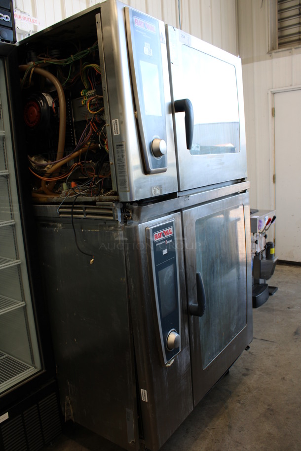 2 Rational Stainless Steel Commercial Combitherm Self Cooking Center Convection Ovens on Commercial Casters. Top Model: SCC WE 62. Bottom Model: SCC WE 102. 480 Volts, 3 Phase. 42x40x73. 2 Times Your Bid! - Image 3 of 9