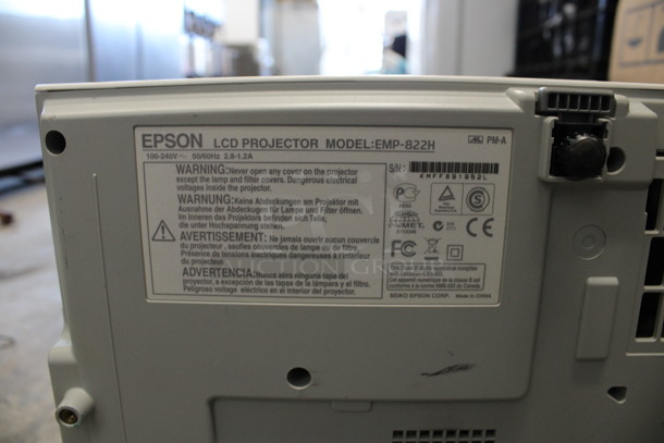 Epson Model EMP-822H LCD Projector. 100-240 Volts, 1 Phase. 13x9.5x4 - Image 5 of 5