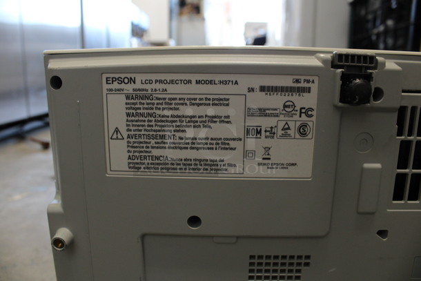 Epson Model H371A LCD Projector. 100-240 Volts, 1 Phase. 13x9.5x4 - Image 5 of 5