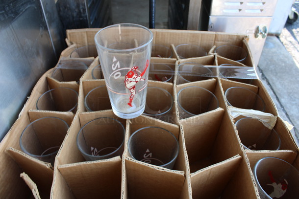 21 Beverage Glasses w/ Football Player Logo. 3.5x3.5x6. 21 Times Your Bid! - Image 2 of 4