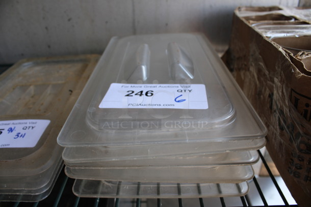 6 Clear Poly 1/3 Size Drop In Bin Lids. 6 Times Your Bid!