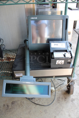 ALL ONE MONEY! Lot of Micros 15" POS Monitor, Epson Model M244A Receipt Printer, Micros Customer Screen and Metal Cash Drawer!