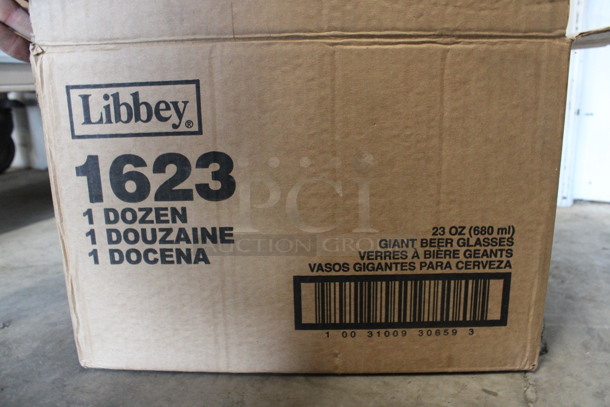 12 BRAND NEW IN BOX! Libbey 1623 23 oz Giant Beer Glasses. 2 Glasses Have Boston Sized Logo. 3.5x3.5x9. 12 Times Your Bid! - Image 4 of 4