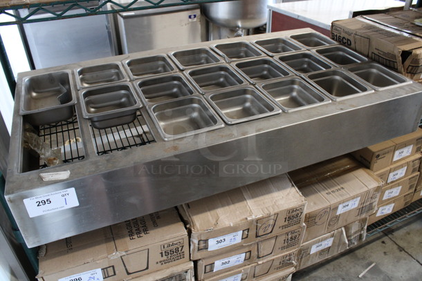 Stainless Steel Commercial Frame w/ 17 Stainless Steel 1/6 Size Drop In Bins and 1 Stainless Steel 1/4 Size Drop In Bin. 46.5x25x6 - Image 5 of 7