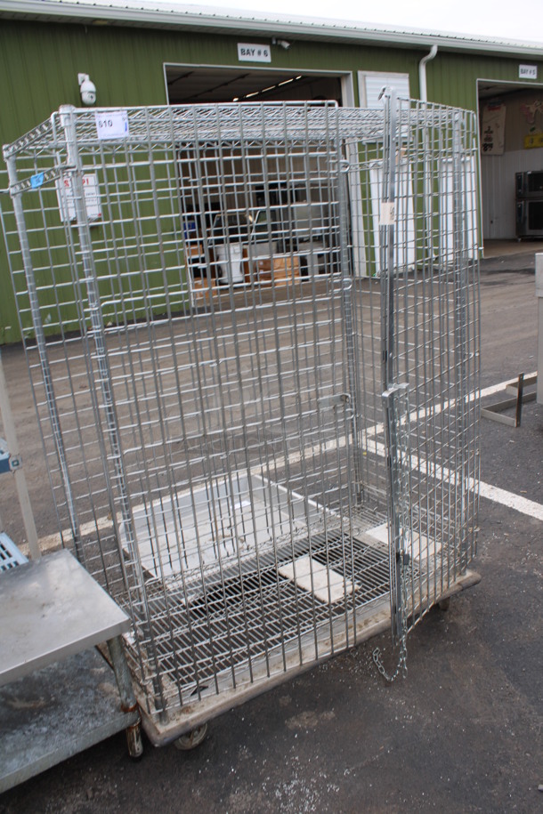 Chrome Finish 2 Tier Metro Style Shelving Unit w/ Liquor Cage on Commercial Casters. BUYER MUST DISMANTLE. PCI CANNOT DISMANTLE FOR SHIPPING. PLEASE CONSIDER FREIGHT CHARGES. 50x27x68 - Image 2 of 4