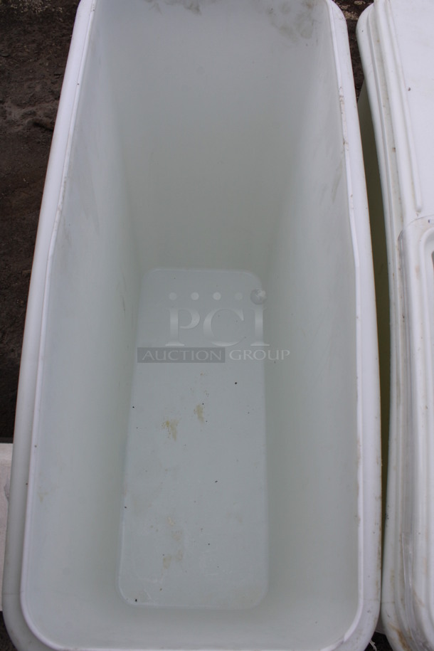 Baker's Mark White Poly Ingredient Bin w/ Lid on Commercial Casters. 12x29x29 - Image 3 of 3