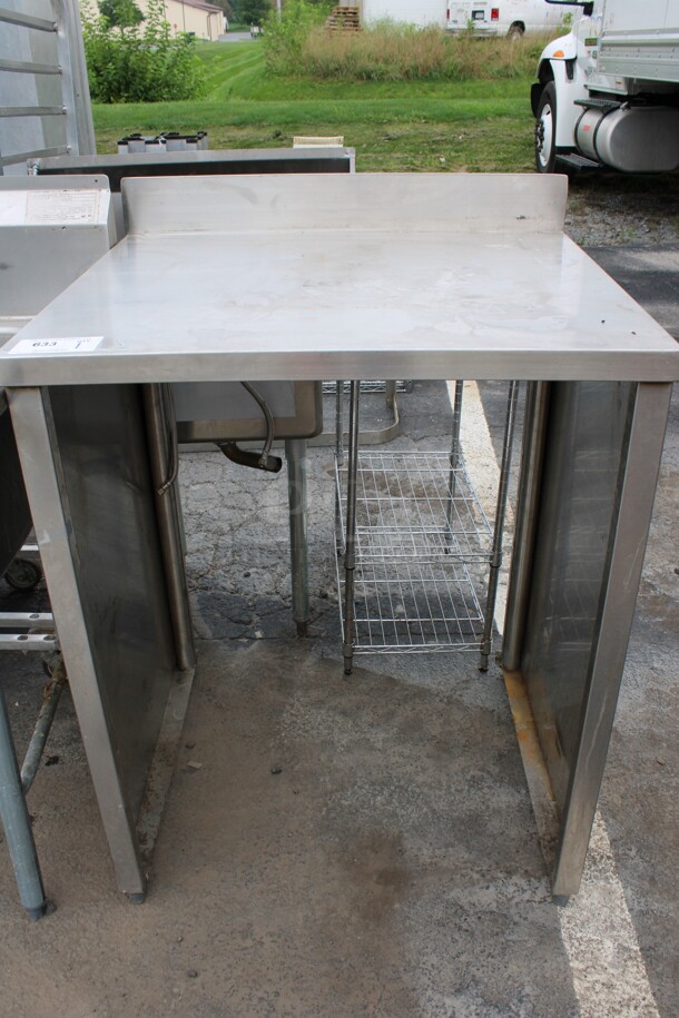 Stainless Steel Commercial Table w/ Back Splash. 31x26x43