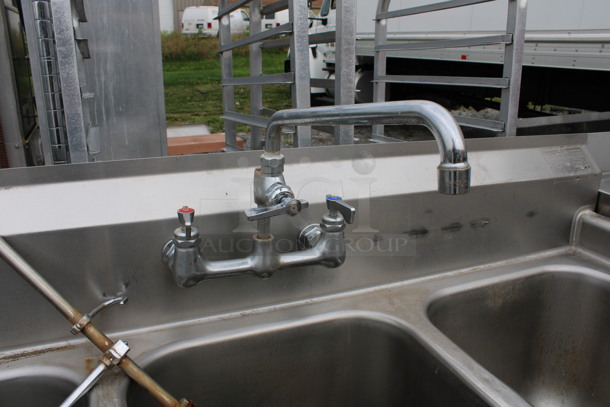 Eagle Stainless Steel Commercial 3 Bay Sink w/ Faucet, Handles and Spray Nozzle Attachment. 59x28x43. Bays 16x20x13 - Image 6 of 6