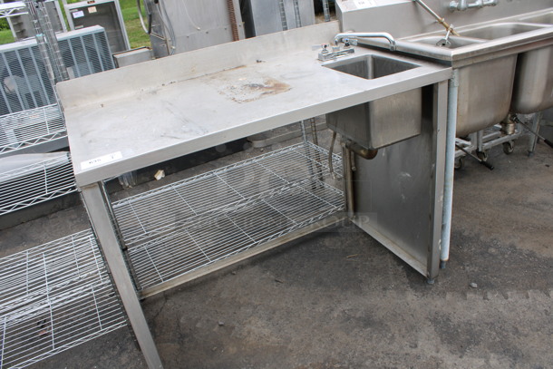 Stainless Steel Commercial Table w/ Sink Bay, Faucet, Handles and Back Splash. 47x26x40. Bay 9x12x10 - Image 2 of 4