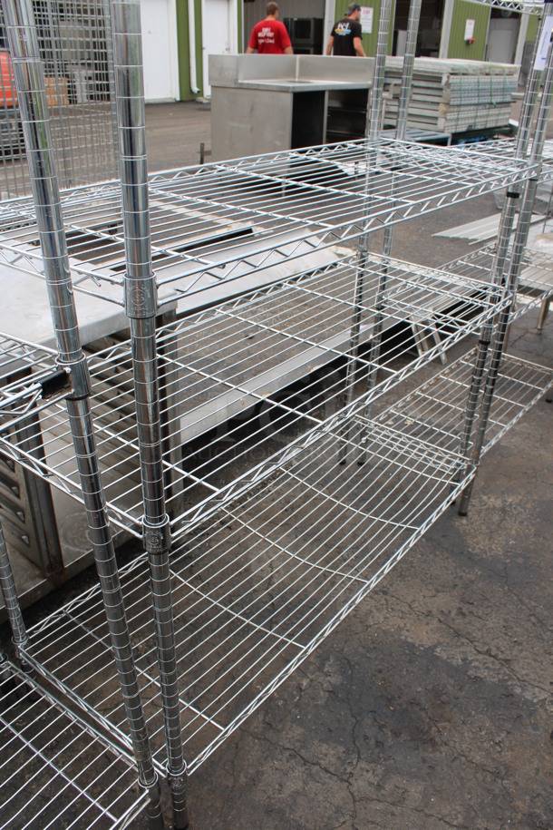 Chrome Finish 4 Tier Metro Style Shelving Unit. BUYER MUST DISMANTLE. PCI CANNOT DISMANTLE FOR SHIPPING. PLEASE CONSIDER FREIGHT CHARGES. 48x18x72 - Image 3 of 3
