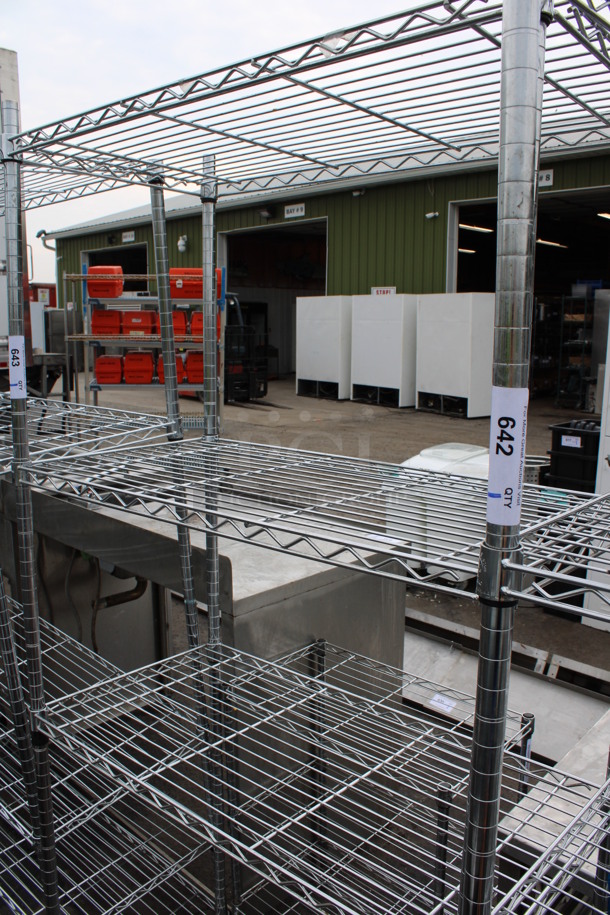 Chrome Finish 4 Tier Metro Style Shelving Unit. BUYER MUST DISMANTLE. PCI CANNOT DISMANTLE FOR SHIPPING. PLEASE CONSIDER FREIGHT CHARGES. 36x18x75 - Image 2 of 3