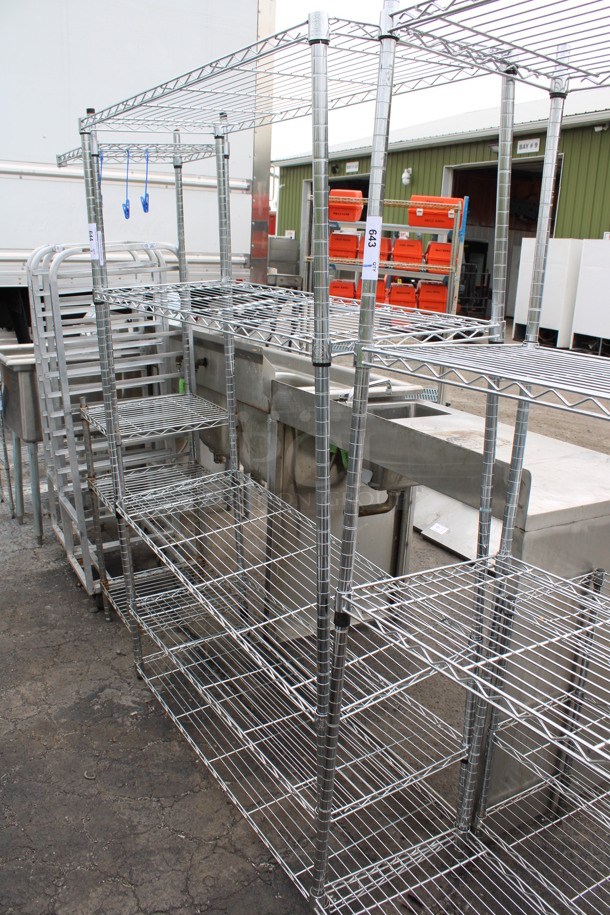 Chrome Finish 5 Tier Metro Style Shelving Unit. BUYER MUST DISMANTLE. PCI CANNOT DISMANTLE FOR SHIPPING. PLEASE CONSIDER FREIGHT CHARGES. 48x18x72 - Image 1 of 3