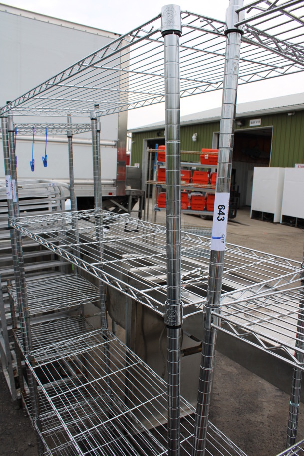 Chrome Finish 5 Tier Metro Style Shelving Unit. BUYER MUST DISMANTLE. PCI CANNOT DISMANTLE FOR SHIPPING. PLEASE CONSIDER FREIGHT CHARGES. 48x18x72 - Image 2 of 3