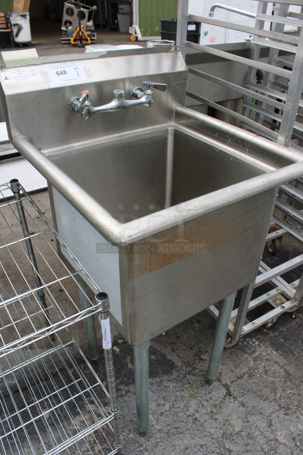 Stainless Steel Commercial Single Bay Sink w/ Faucet and Handles. 23x24x45 - Image 2 of 4