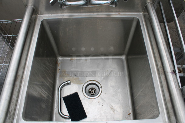 Stainless Steel Commercial Single Bay Sink w/ Faucet and Handles. 23x24x45 - Image 3 of 4