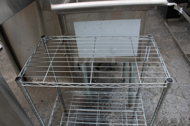 Chrome Finish 3 Tier Shelving Unit. BUYER MUST DISMANTLE. PCI CANNOT DISMANTLE FOR SHIPPING. PLEASE CONSIDER FREIGHT CHARGES. 23x13x30 - Image 3 of 3