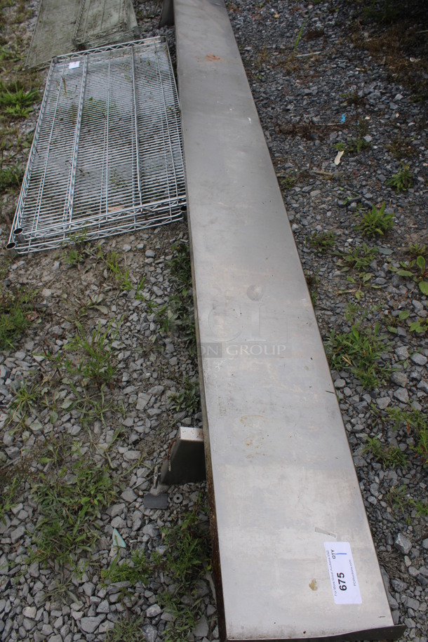 Stainless Steel Shelf w/ Wall Mount Brackets. 132x12x9 - Image 3 of 3