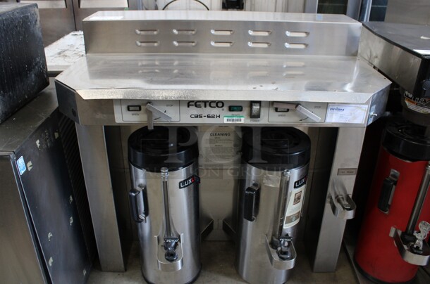 Fetco Model CBS-62H Stainless Steel Commercial Countertop Coffee Machine w/ 2 Coffee Server Satellites. 35.5x22.5x36