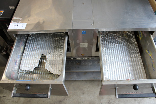 JJ Connolly Roll-a-grill Stainless Steel Commercial Countertop 2 Drawer Warming Drawer on Stainless Steel Equipment Stand w/ 2 Under Shelves and Commercial Casters. 35x26x38. Tested and Right Side Is Working But Left Side Does Not Work - Image 4 of 7