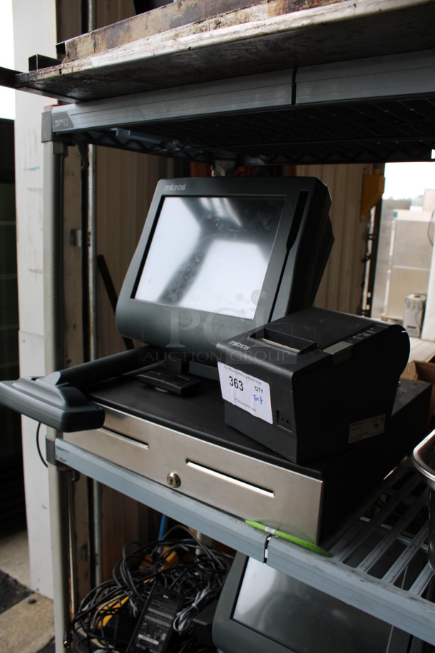 ALL ONE MONEY! Lot of Micros 15" POS Monitor, Epson Model M129H Receipt Printer, Micros Customer Screen and Metal Cash Drawer! - Image 2 of 5