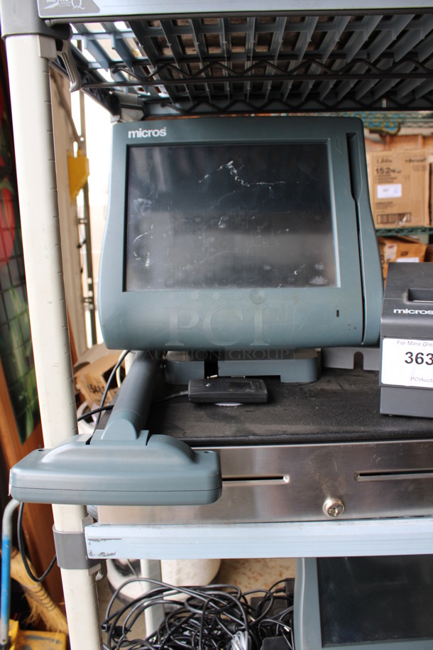 ALL ONE MONEY! Lot of Micros 15" POS Monitor, Epson Model M129H Receipt Printer, Micros Customer Screen and Metal Cash Drawer! - Image 3 of 5
