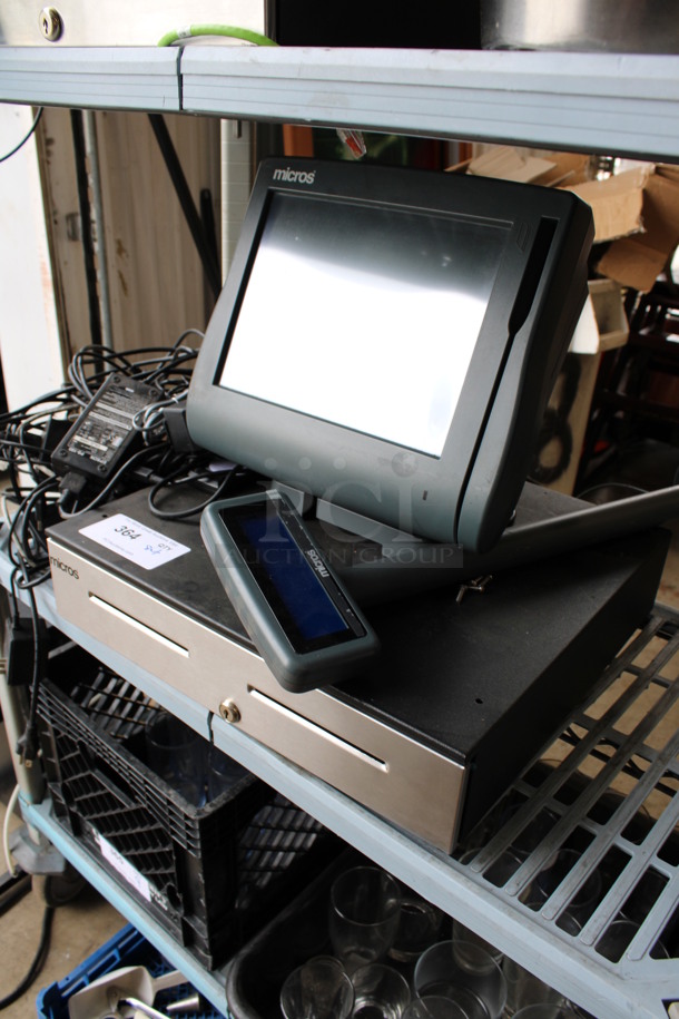 ALL ONE MONEY! Lot of Micros 15" POS Monitor, Micros Customer Screen and Metal Cash Drawer! - Image 2 of 5