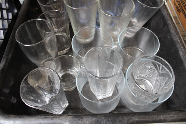 ALL ONE MONEY! Lot of 21 Various Glasses in Black Poly Bus Bin! Includes 3.5x3.5x5.75 - Image 3 of 4